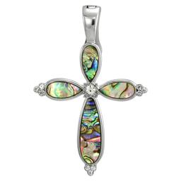 Wearable Art Silver-Tone Mother of Pearl Cross Enhancer