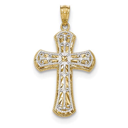 Gold Classics(tm) Two Tone Polished Cross Pendant - image 