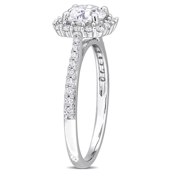 Sterling Silver 1 3/8ctw. Created White Morganite Halo Ring