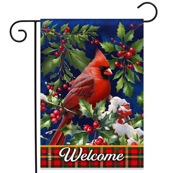 Briarwood Lane Cardinal & Holly Garden Flag