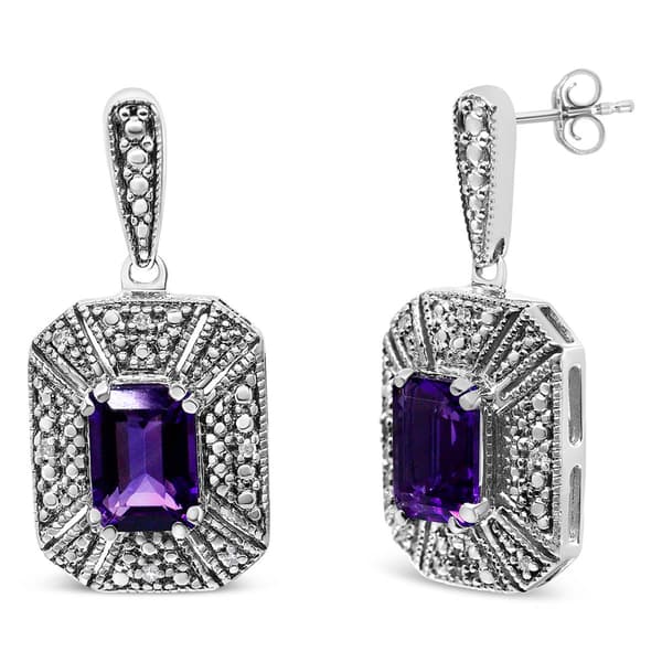 Haus of Brilliance Purple Amethyst & Diamond Accent Stud Earrings