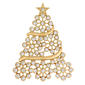 Gold-Tone Stone Christmas Tree Pin with Ribbon & Star Accents - image 1