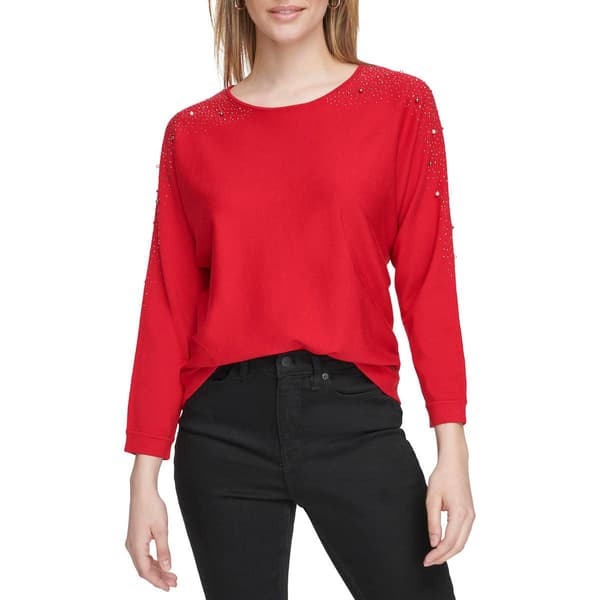 Womens Calvin Klein Long Sleeve Sweater with Shoulder Beading - image 