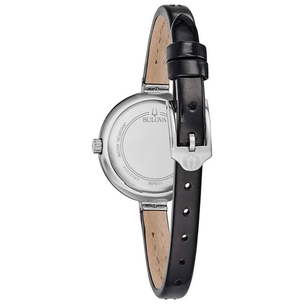 Womens Bulova Rhapsody Diamond Accent Black Leather Watch- 96P211