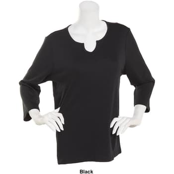 Plus Size Hasting & Smith 3/4 Sleeve Solid V Neck Top - Boscov's