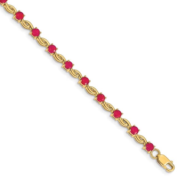Gemstone Classics(tm) 14kt. Gold Ruby Round Link Bracelet - image 