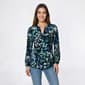 Womens Anne Klein Long Elastic Sleeve Floral Split Neck Blouse - image 1