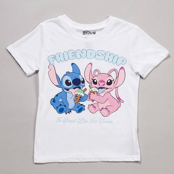 Girls (7-16) Disney Short Sleeve Stitch & Angel Friendship Tee - image 