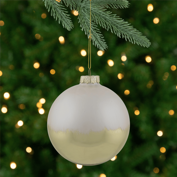 Northlight Brushed White & Gold Glass Ball Christmas Ornament