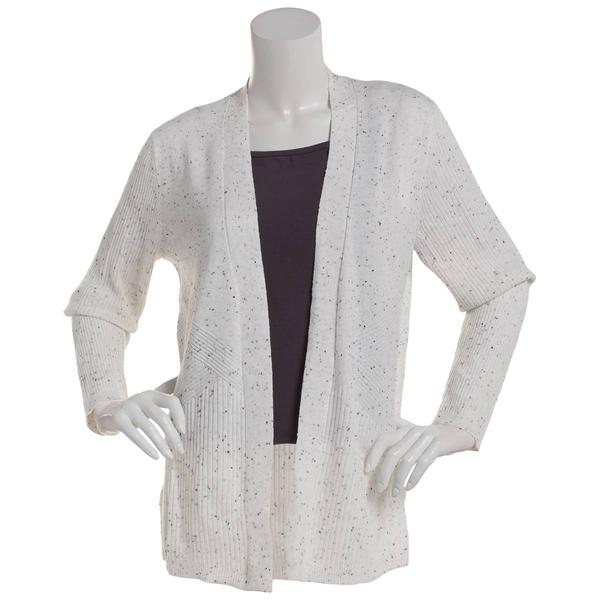 Womens 89th & Madison Long Sleeve Flecked Rib Open Front Cardigan - image 