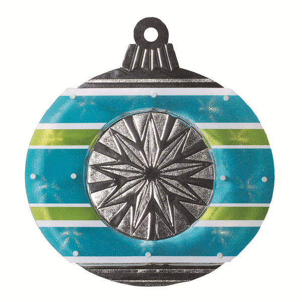 Impact Blue & Green Lighted Christmas Ornament Window Silhouette
