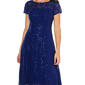 Womens SLNY Cap Sleeve Sequin Lace Tea Length Midi Dress - image 3