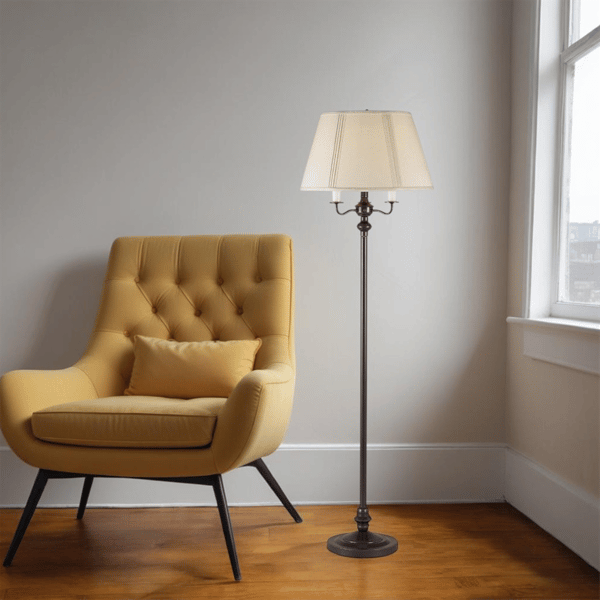 HomeRoots 60in. Bronze Four Light Floor Lamp With Square Shade