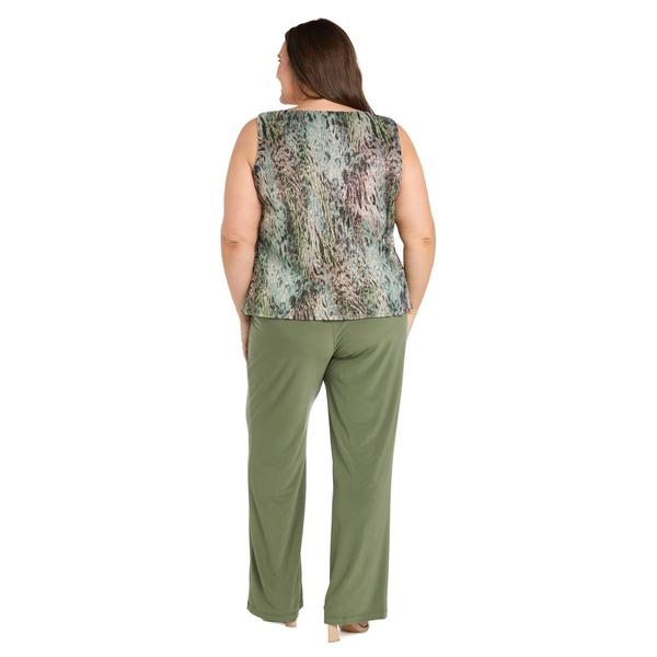Plus Size R&M Richards 3pc. Abstract Metallic Crinkle Pant Set