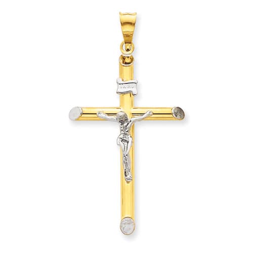 Unisex Gold Classics(tm) Two Tone & Rhodium INRI Crucifix - image 