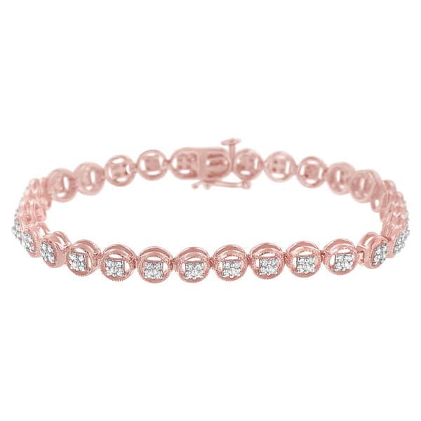 Haus of Brilliance 14kt. Rose Gold Plated Diamond Tennis Bracelet