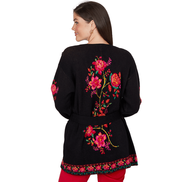 Womens Ruby Rd. Mysterious Romance Floral Jacquard Cardigan