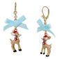 Betsey Johnson Jingle Bell Bling Christmas Reindeer Drop Earrings - image 1