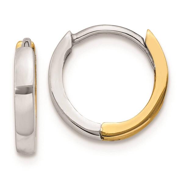 Gold Classics&#40;tm&#41; 14kt. Two-Tone Hinged Hoop Earrings - image 