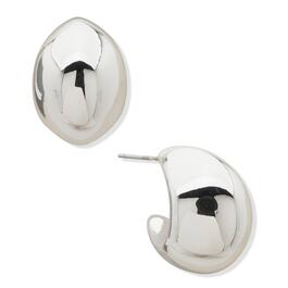 Nine West Silver-Tone Oval Post Hoop Earrings