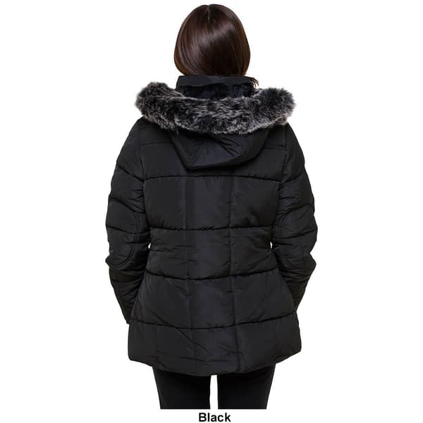 Juniors How Dare U Faux Fur Puffer Coat