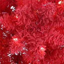 Puleo International 6.5ft. Pre-lit Flocked Fashion Red Tree
