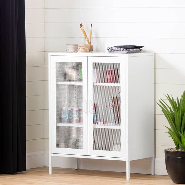 South Shore Crea Metal Mesh 2-Door Accent Cabinet
