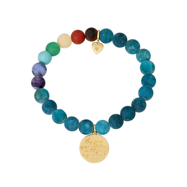 Shine Multi Color Moon Beaded CZ Stretch Bracelet