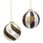 Kurt Adler 80 MM 6pc. Silver/Black/Gold Glass Balls Set - image 2
