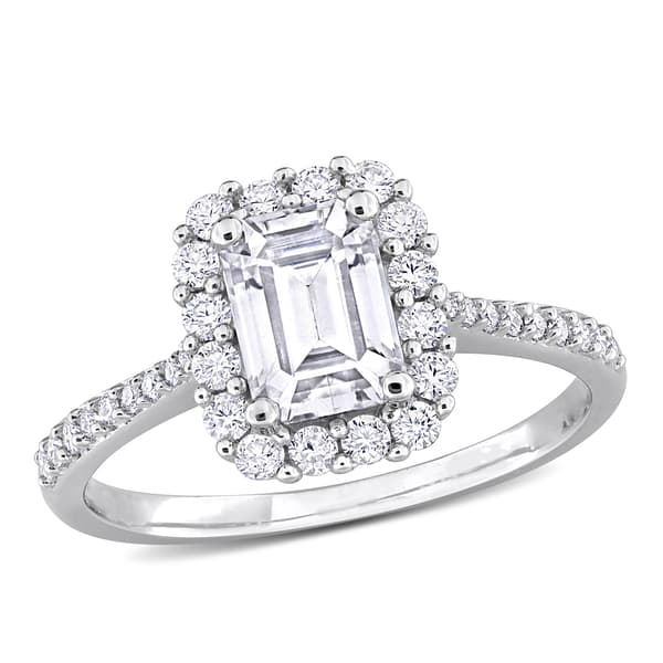 Sterling Silver 1 3/8ctw. Created White Moissanite Halo Ring - image 
