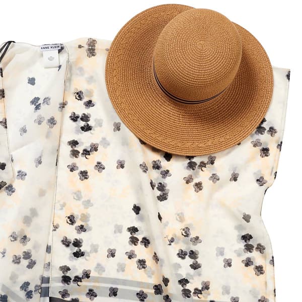 Womens Anne Klein 2-piece Kimono &amp; Straw Hat Set