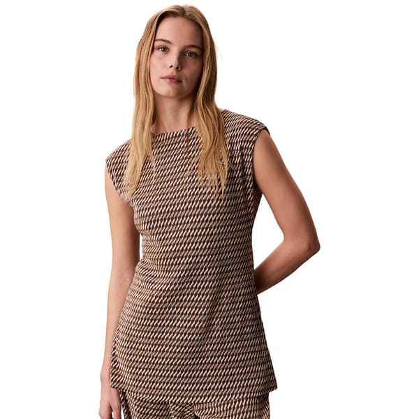 Womens Calvin Klein Short sleeve Plisse Boat Neck Ladder Tunic - image 