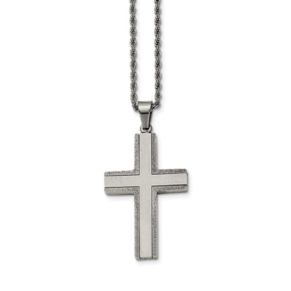 Mens Gentlemens Classics™ Laser Cut Edge Cross Necklace