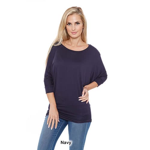 Womens White Mark Banded Dolman Center Marled Top
