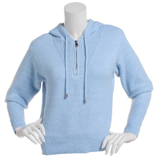 Juniors Madden Girl Quarter Zip Mix Stitch Hooded Sweater Boscov's