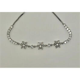 Silver Plated Cubic Zirconia Adjustable Snowflake Bracelet