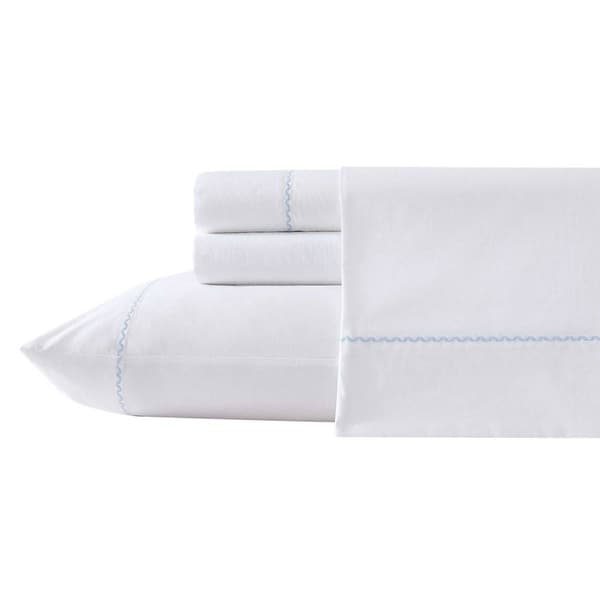 Laura Ashley Scallop Embroidered 100% Cotton Sheet Set