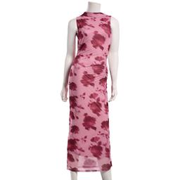 Juniors Madden Girl Mesh Funnel Neck Ruch Maxi Dress- Mauve