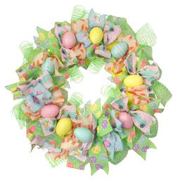 Northlight Seasonal Pastel Easter Eggs and Ribbons Wreath