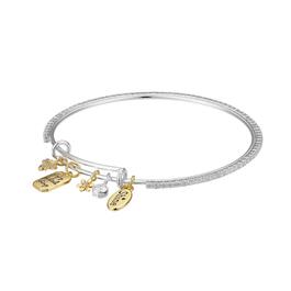 Shine Two-Tone Bee & Flower Bangle Charm Bracelet