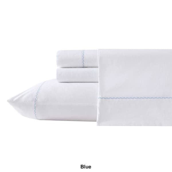 Laura Ashley Scallop Embroidered 100% Cotton Sheet Set