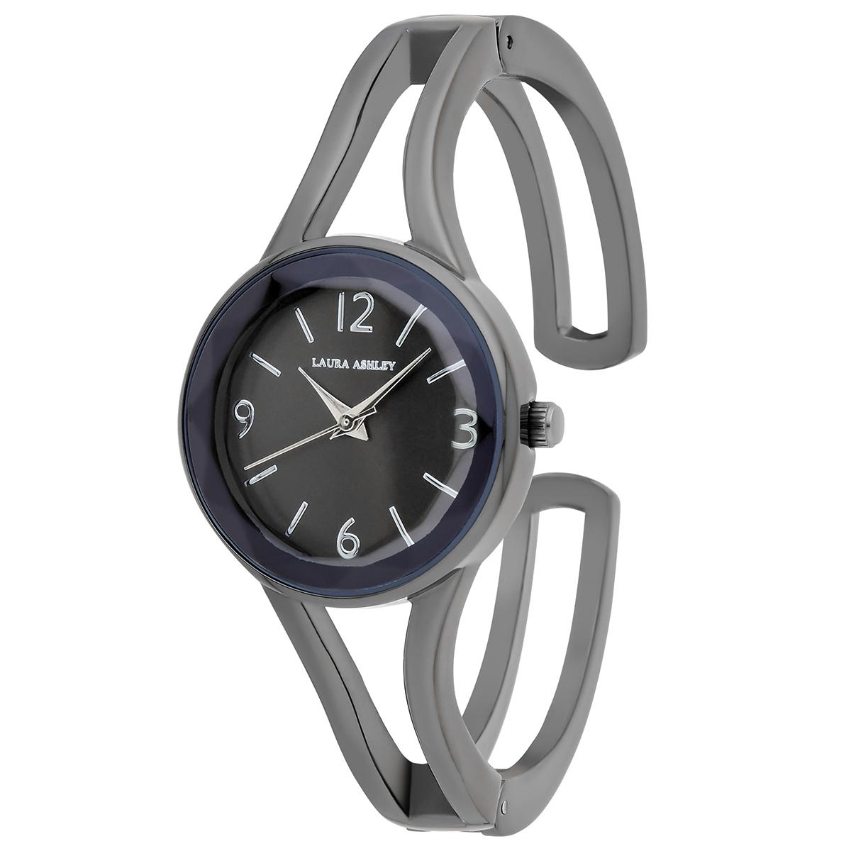 Womens Laura Ashley® Gunmetal Bangle Watch - LA2074GN