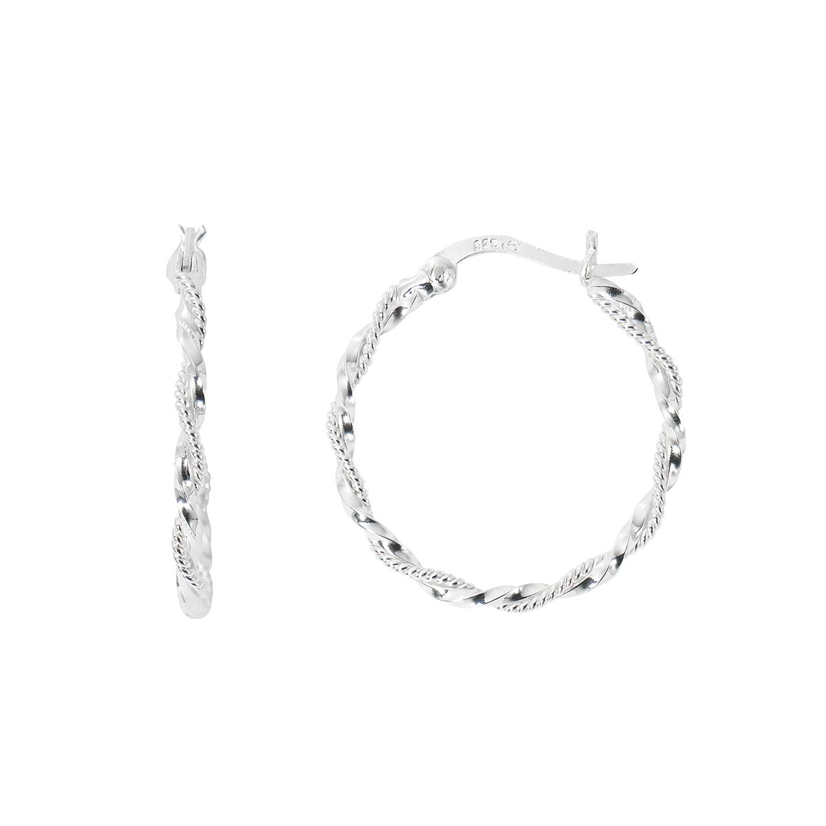 Danecraft Silver-tone Twisted Hoop Earrings