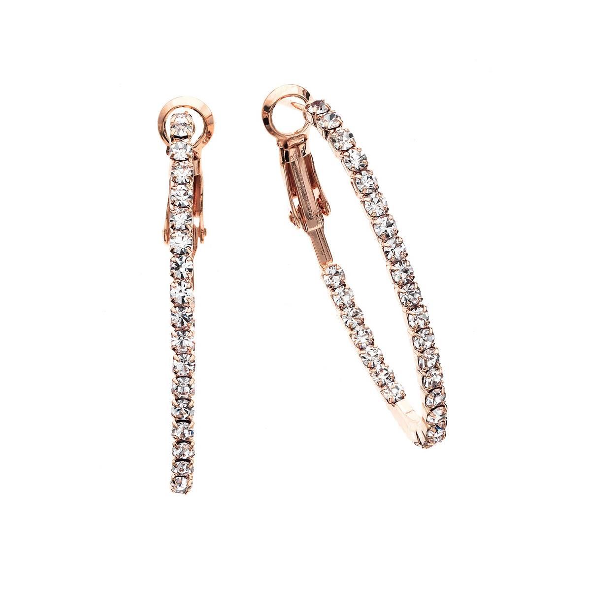 Crystal Colors Rose Gold Plated Inside Out Oval Hoop...