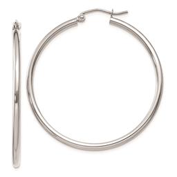 Gold Classics(tm) 10kt. White Gold Polished 35mm Tube Hoop Earrings