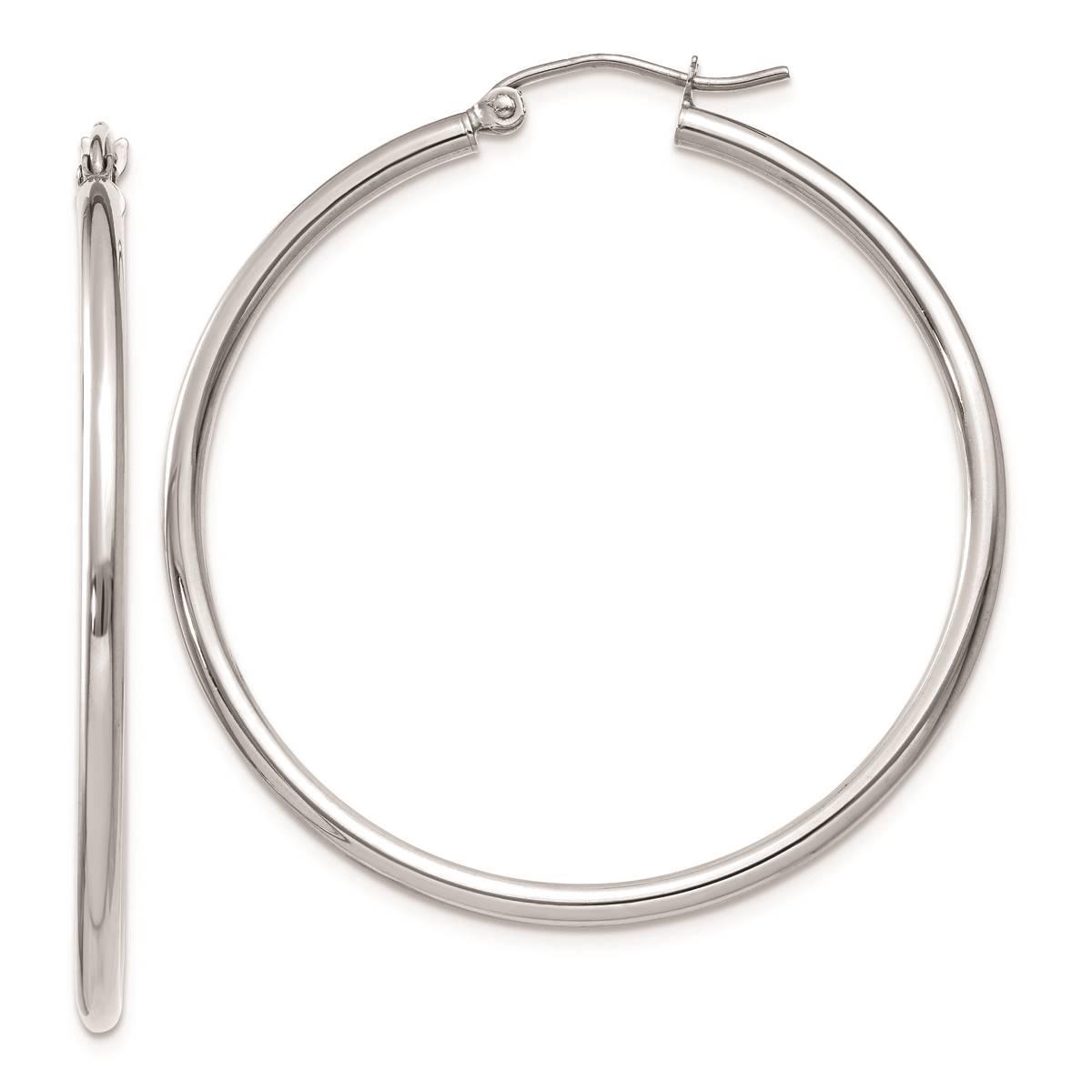 Gold Classics(tm) 10kt. White Gold Polished 35mm Tube Hoop Earrings