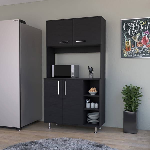 FM FURNITURE Colorado Black Wengue Pantry Cabinet