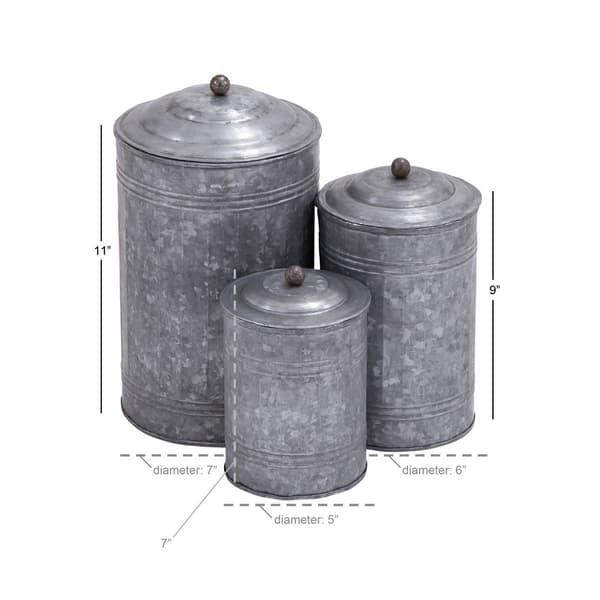 9th & Pike&#174; Silver Galvanized Metal Storage Jars - Set of 3