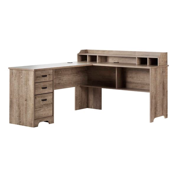 South Shore Versa L-Shaped Weathered Oak Desk - image 