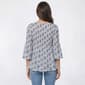 Womens Floral & Ivory 3/4 Sleeve Keyhole Neck Medallion Blouse - image 2